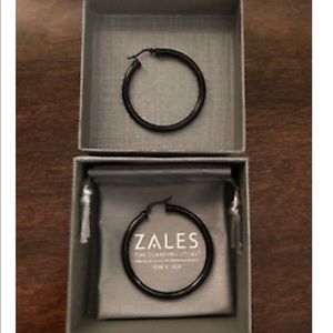 Zales 40mm Hoop Earrings Black IP Stainless Steel